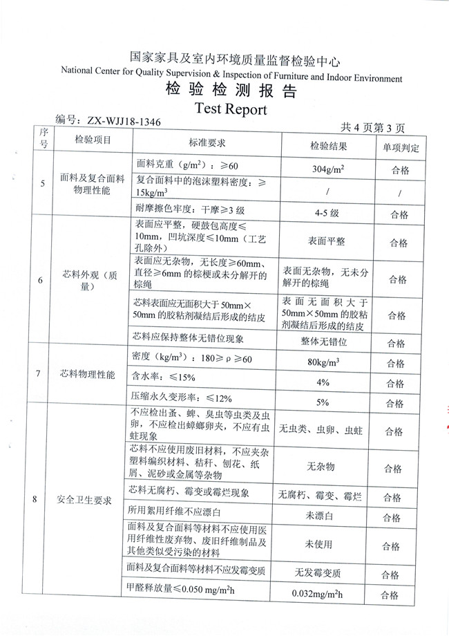 最新認(rèn)證｜光明椰棕床墊檢測報告發(fā)布，全部項目合格！