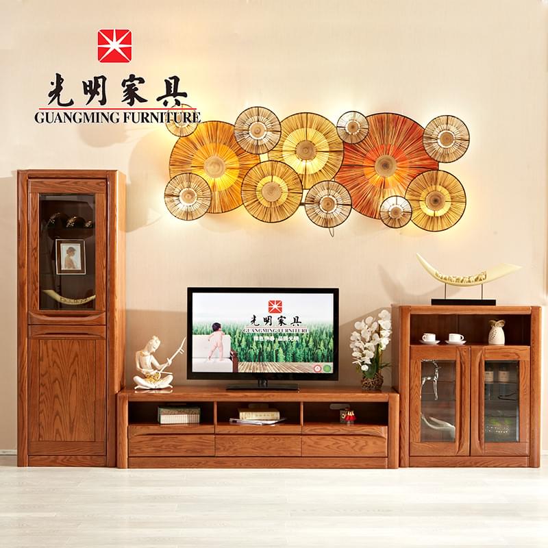 【光明家具】北美紅橡木電視柜 客廳組合柜 實(shí)木電視柜組合 GY89-3672